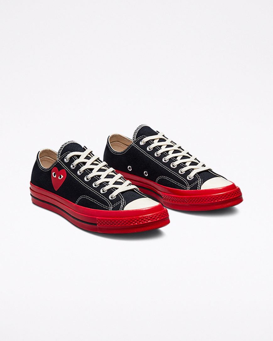 Dámské Boty Nízké Converse x Comme des Garçons PLAY Chuck 70 Černé Červené | CZ CDUH53